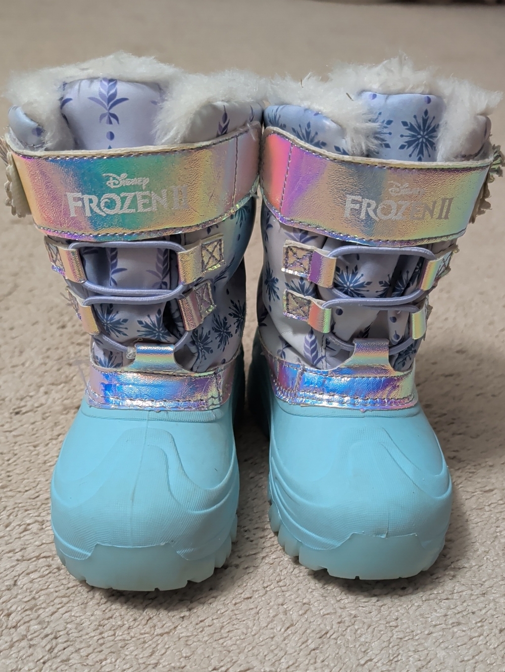 Disney Frozen II Light Blue Iridescent Girls Snow Boots